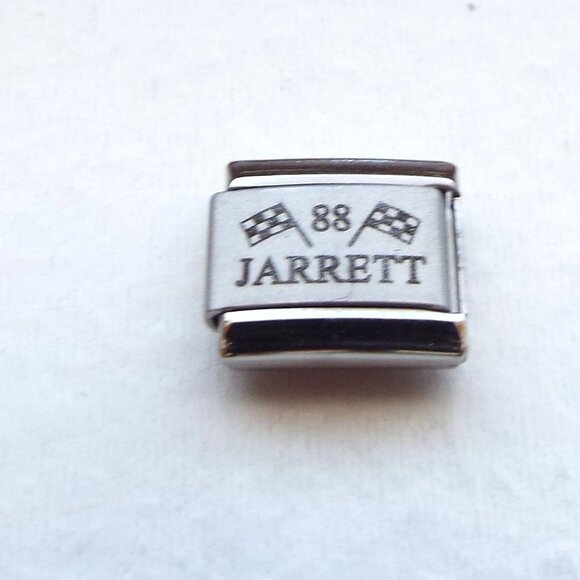 Jarrett #88 Nascar flags laser 9mm stainless steel italian charm link new - Picture 1 of 2